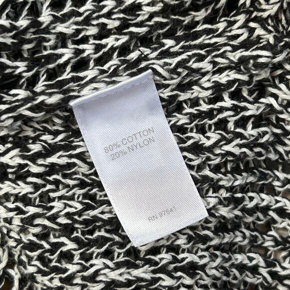 J.Jill Black White Marled Knit Cardigan Sweater Cotton Blend Loungewear Cozy - Picture 5 of 6